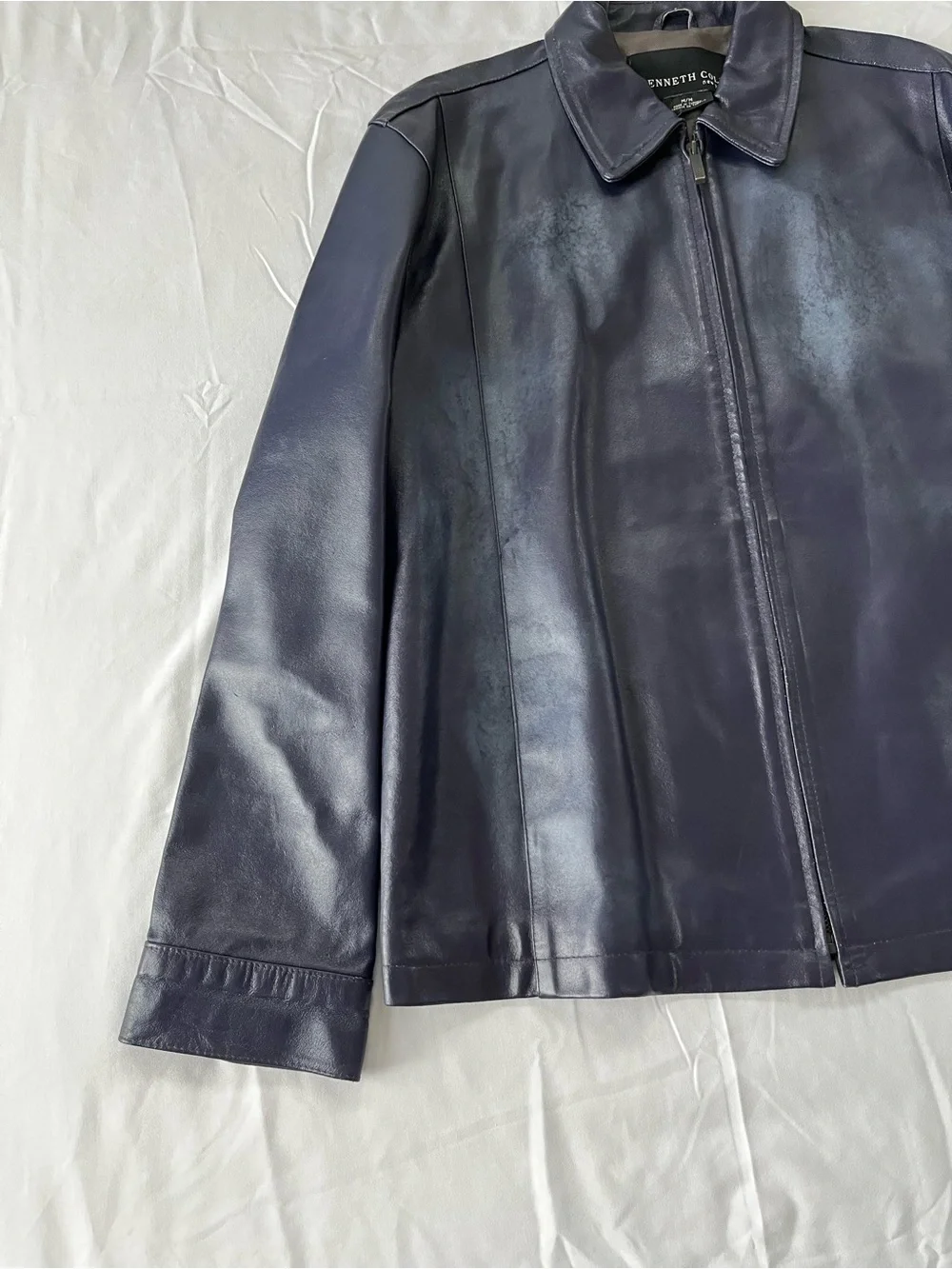 Kenneth Cole Men's Purple Leather Zip-Up Jacket